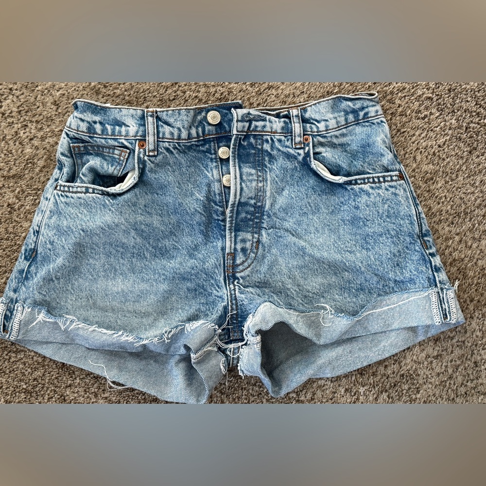 Reformation Charlie Cuffed High Rise Jean Shorts size 28